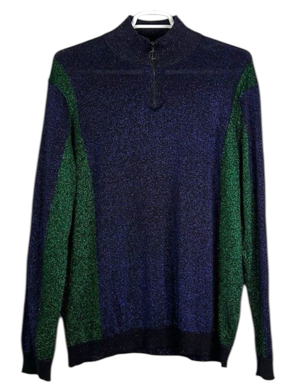 ASOS Men’s Metallic Blue Green 1/2 Zip Sweater Pullover 3XL Long Tall